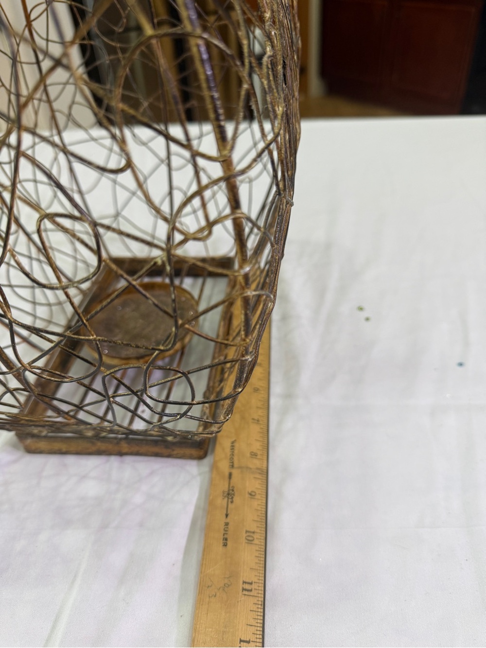 Rustic Gold Wire Lantern - Decorative Home Accent - Picture 6 of 9